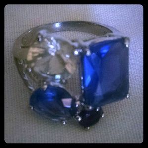 Large multi color shapes rhinestones ring